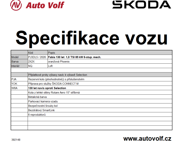 Škoda Fabia 130LET
