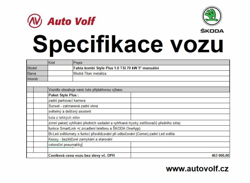 Škoda Fabia Style Plus
