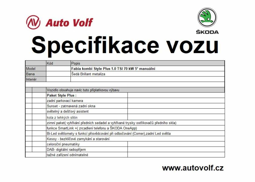 Škoda Fabia Style Plus