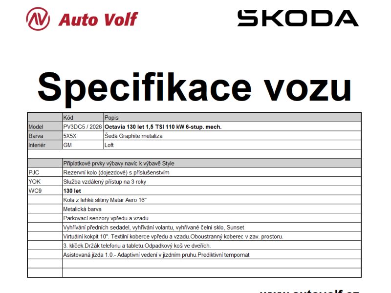 Škoda Octavia 130LET
