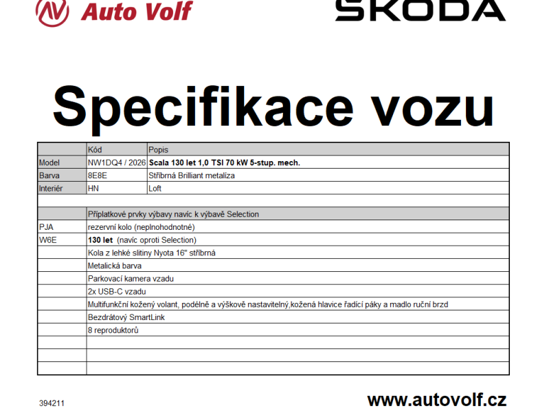 Škoda Scala 130LET